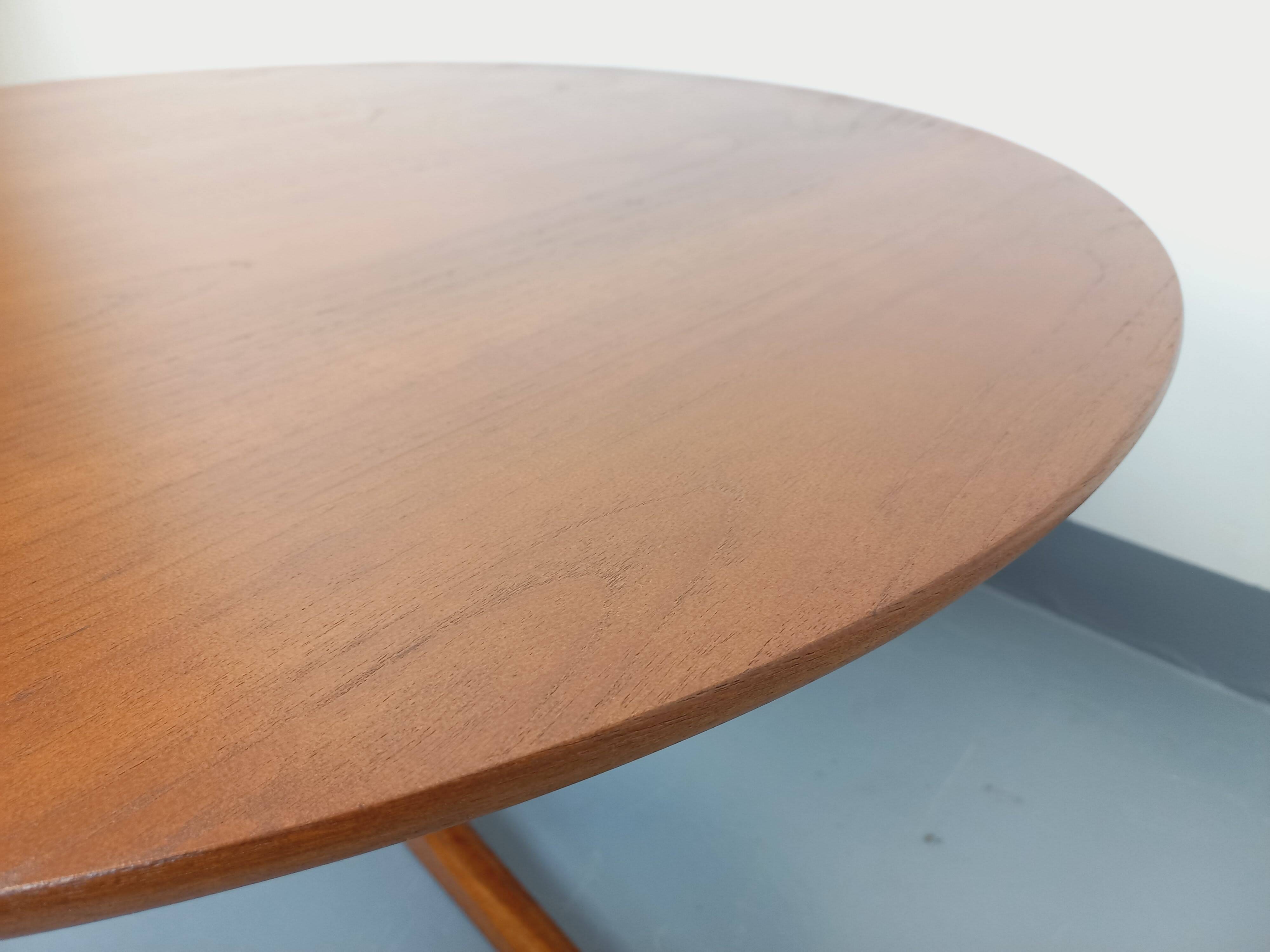 Bernhard Pedersen & Son Vintage Danish Scandinavian Round Coffee Table Teak