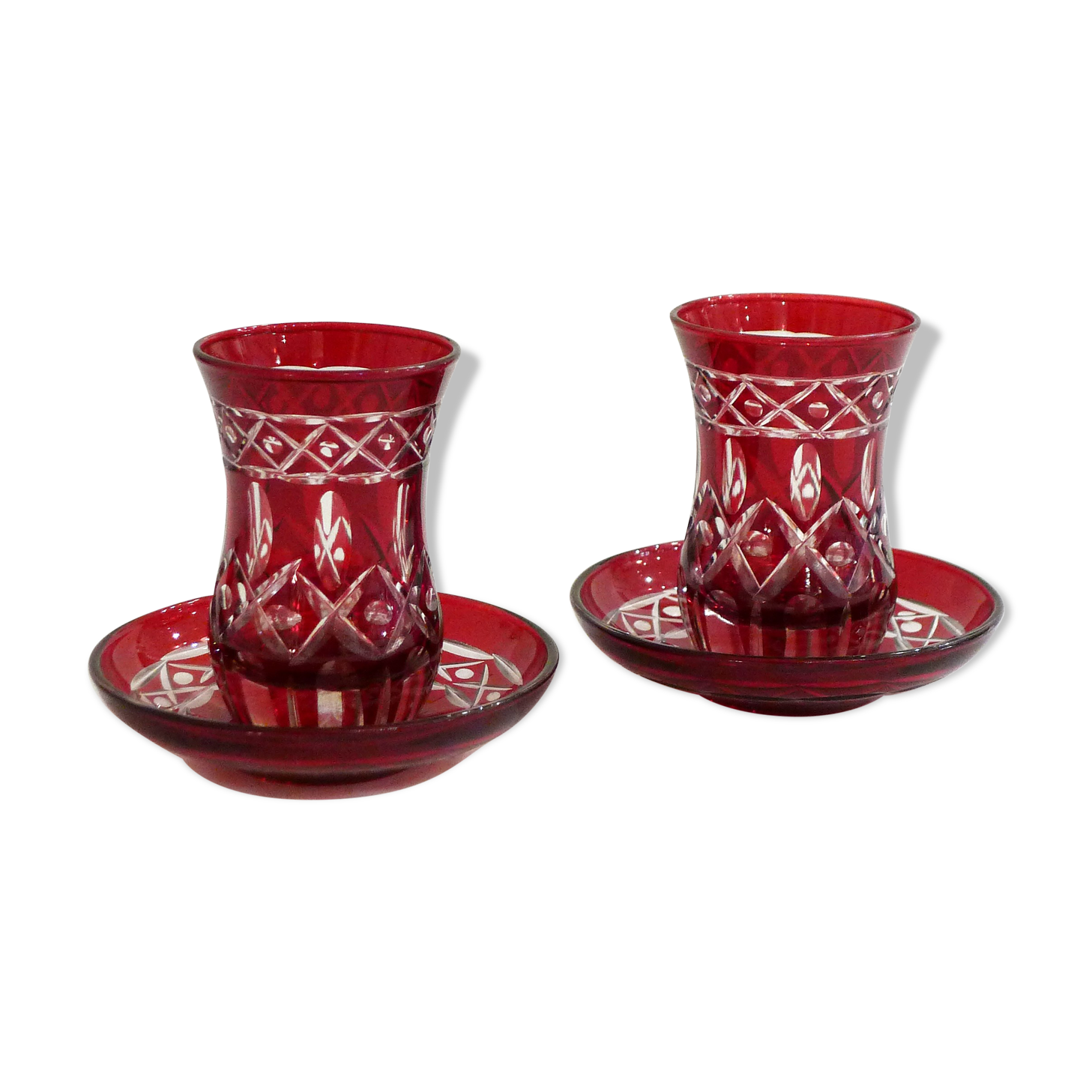 Pair of cut tea glasses