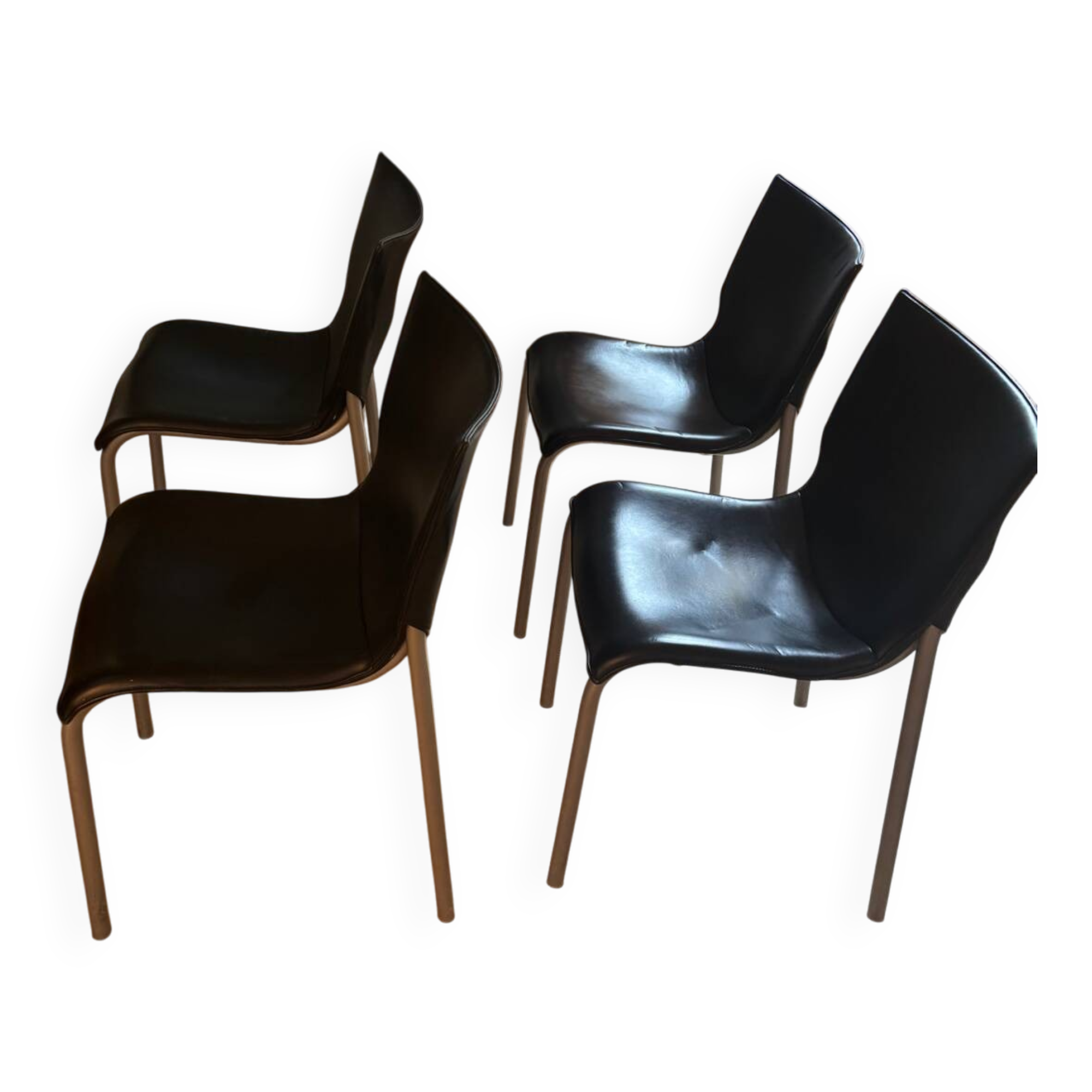 4 Philippe Starck Cheap Chic Leather chairs