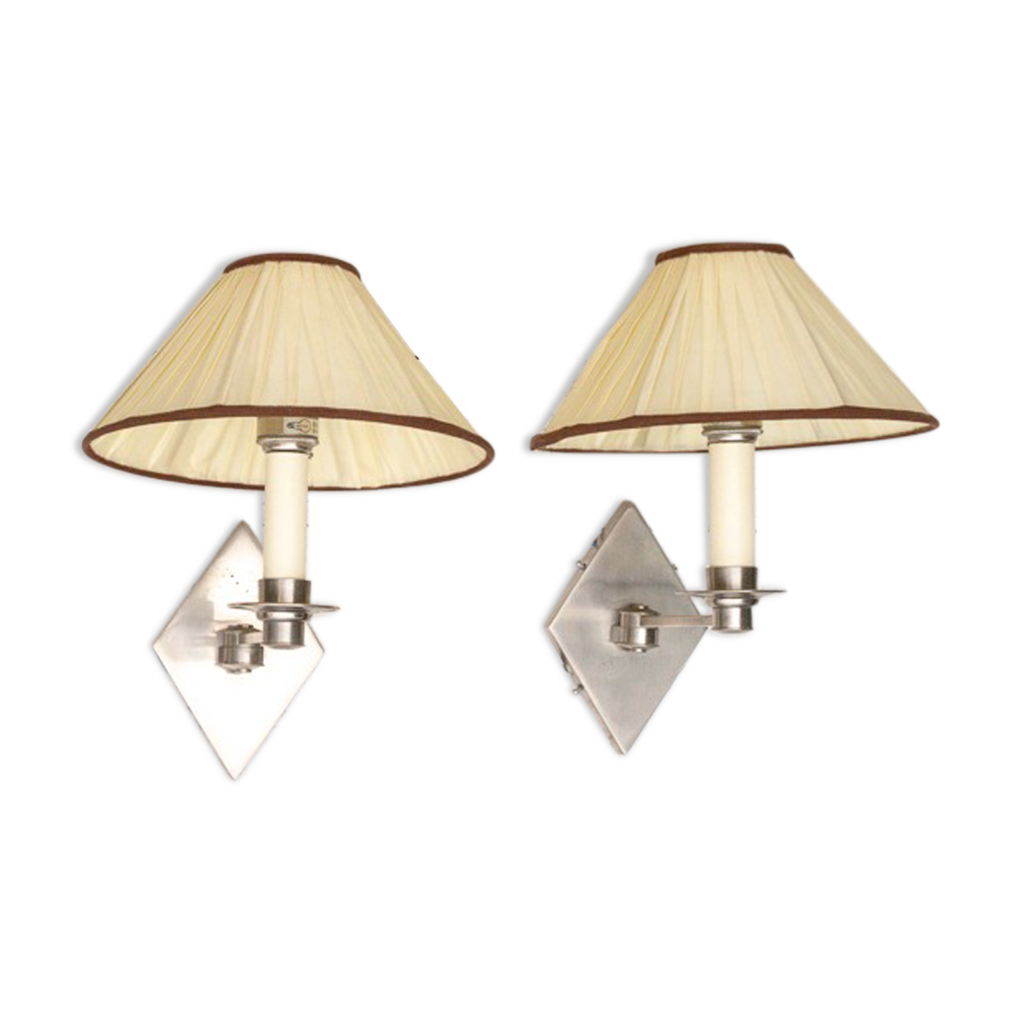 2 wall lamps art deco metal diamond base