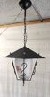 Lantern pendant light in metal, brass and glass - 50s/60s