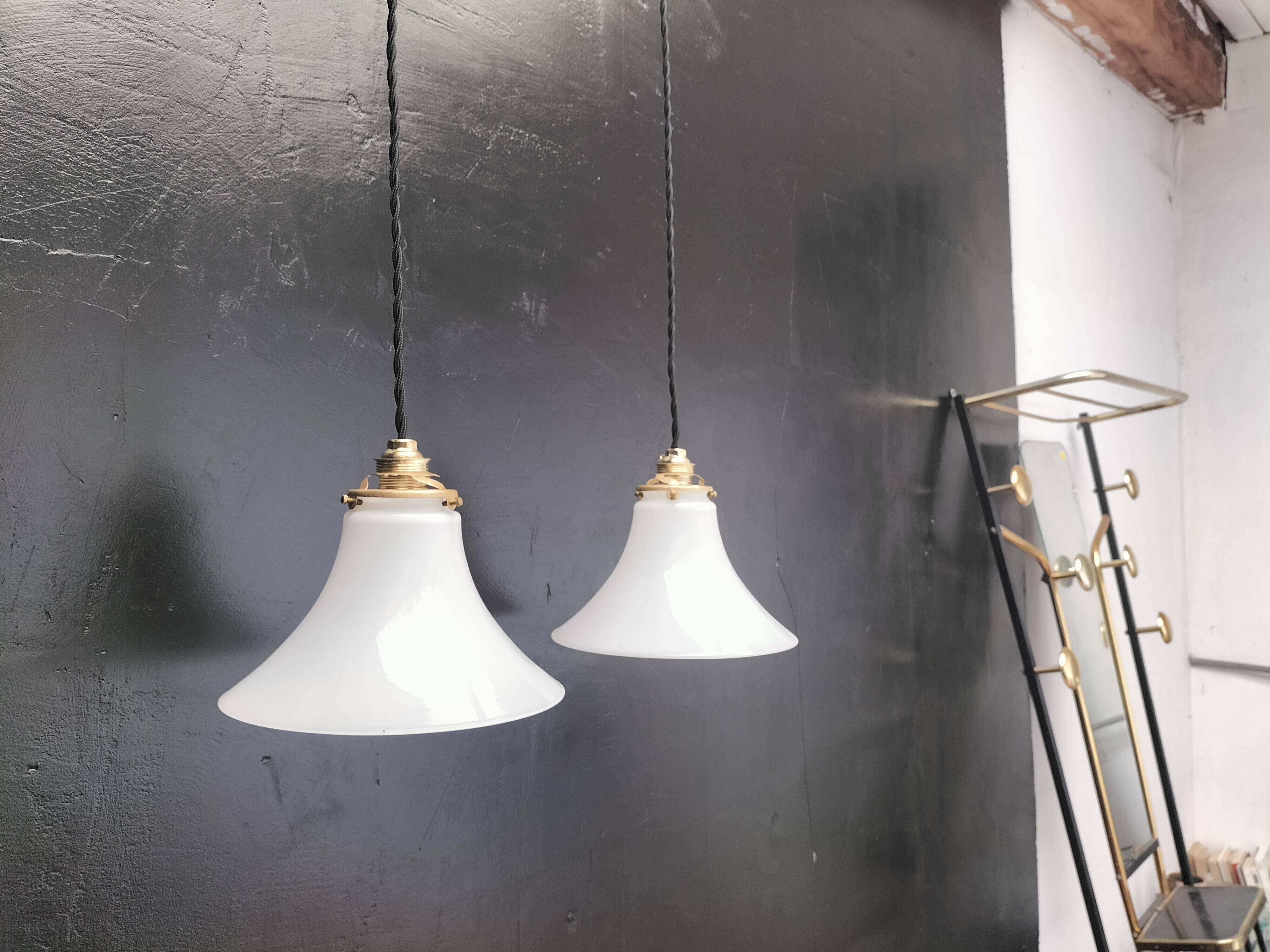 Opaline pendant lights