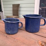 Pair of blue enamelled broc