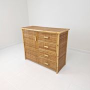Italian Bamboo and Rattan Chest of Drawers or Credenza, 1980s