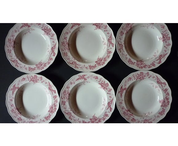 6 hollow plates English earthenware Cauldon England from the great depot E. Bourgeois