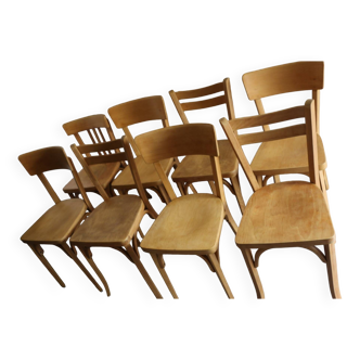 Série de 8 chaises Baumann classique 1950 hêtre clair
