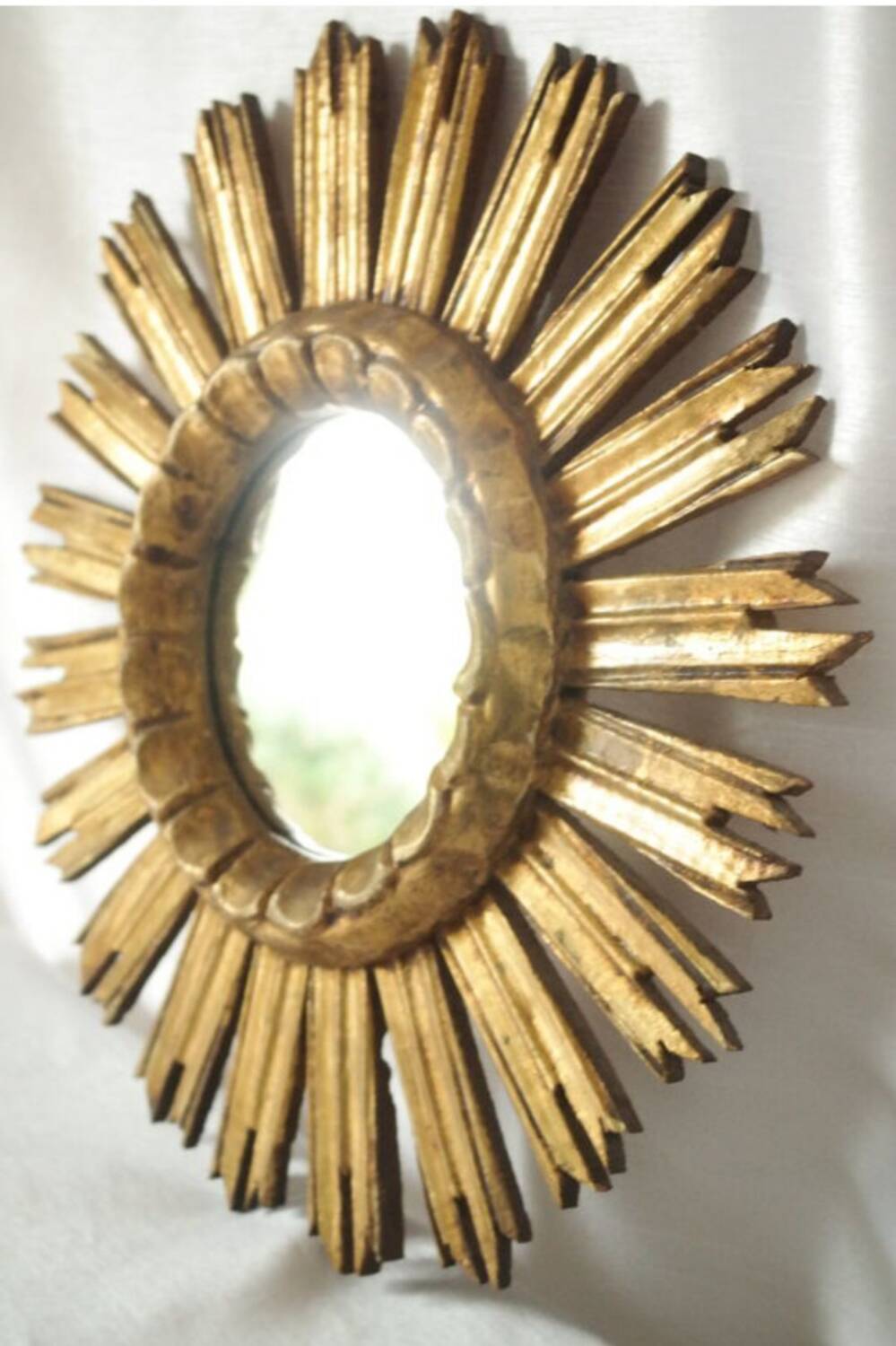Vintage golden sun mirror