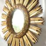 Miroir soleil doré vintage
