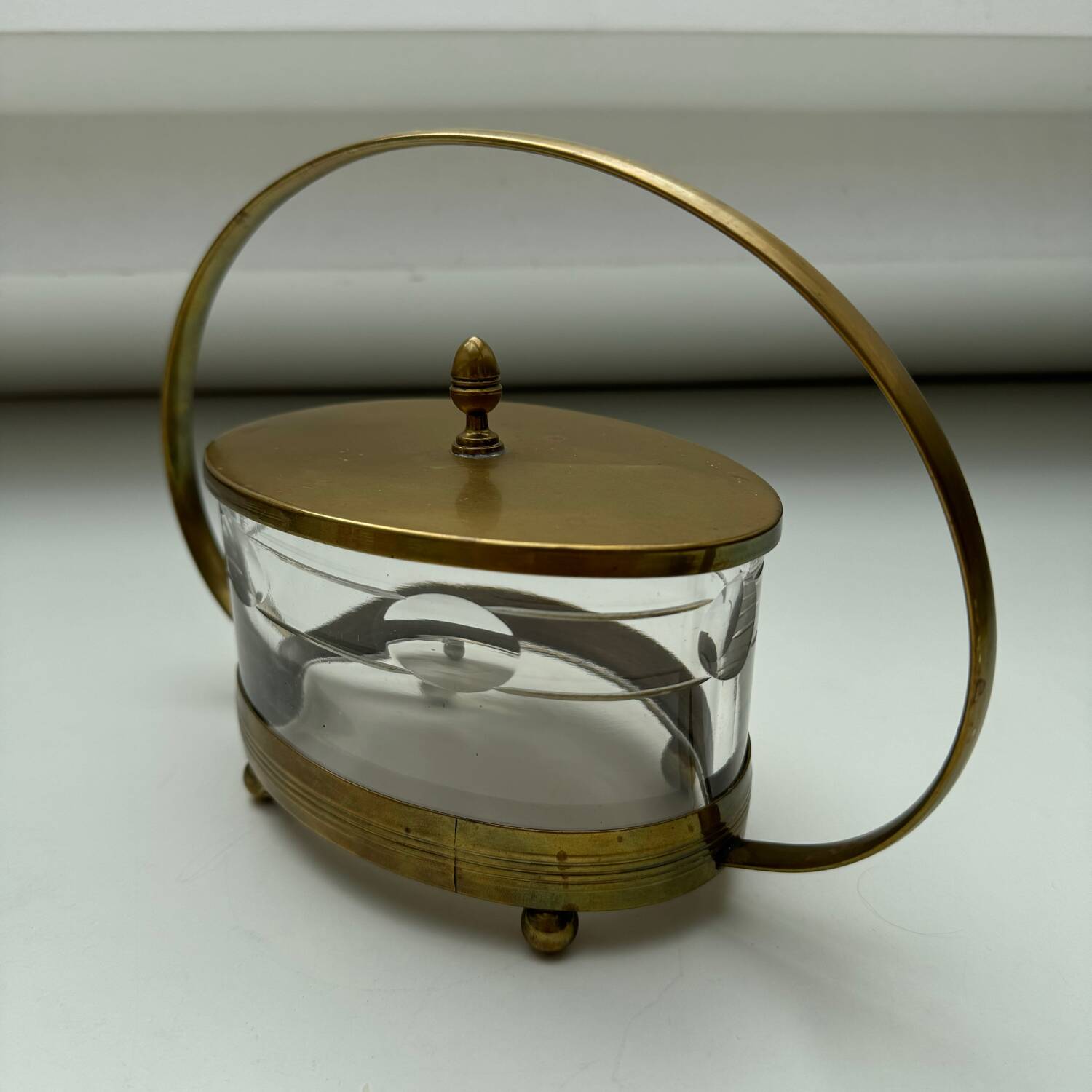 Crystal brass sugar bowl