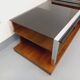 Rectangular vintage modernist coffee table with wooden niches, chrome.