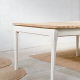 Table de ferme en bois – pied crème