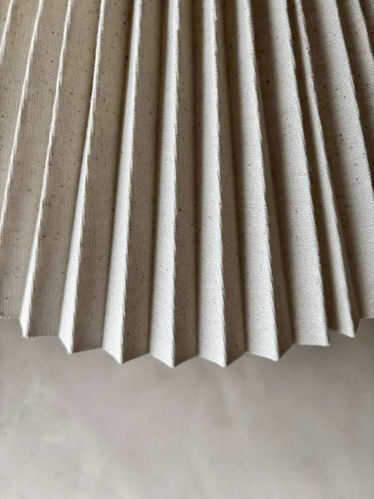 Brass table lamp with pleated shade, 1960s vintage design.