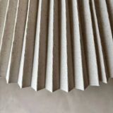 Brass table lamp with pleated shade, 1960s vintage design.