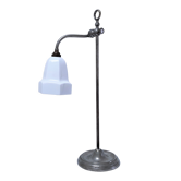 Lampe art déco laiton argenté et opaline