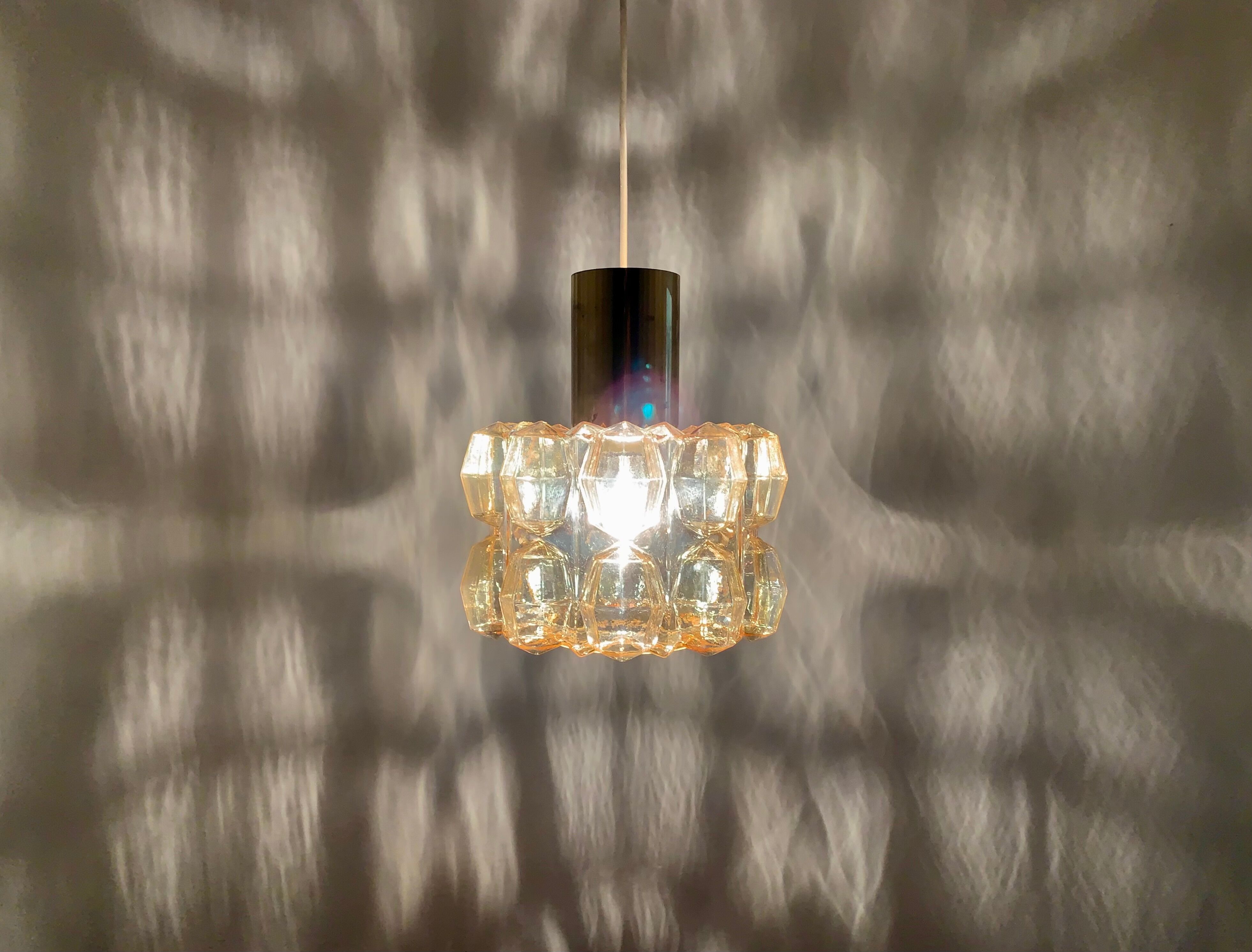 Amber Bubble Glass Pendant Lamp by Helena Tynell for Glashütte Limburg