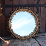 Round rattan mirror attributed to Franco Albini 1950