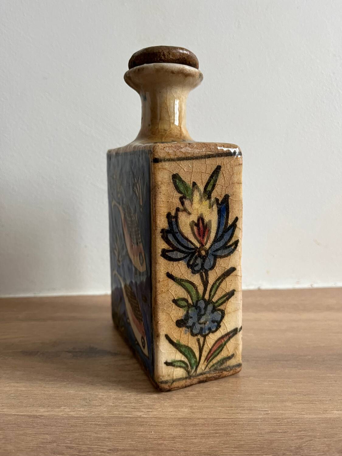 Qajar Persian pottery bottle vase