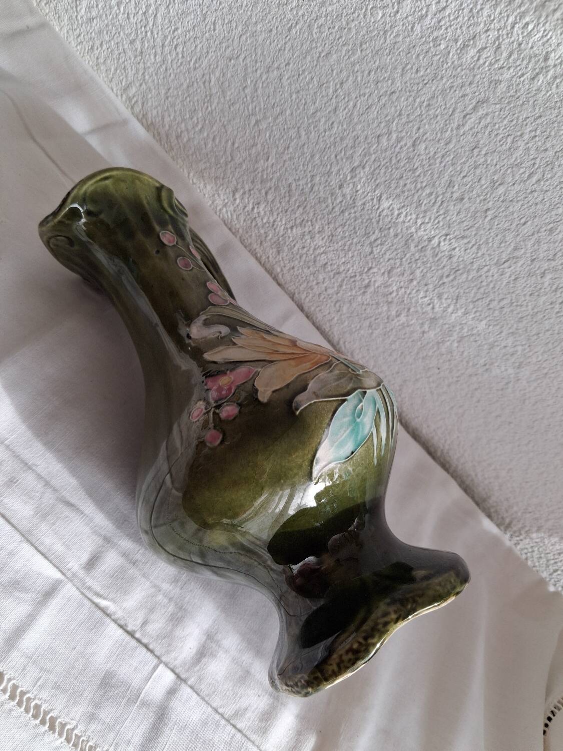 Art Nouveau pitcher in slipware