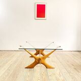 Scandinavian mahogany and glas coffee table by Illum Wikkelso for CF Christiansen Silkeborg, 1960s