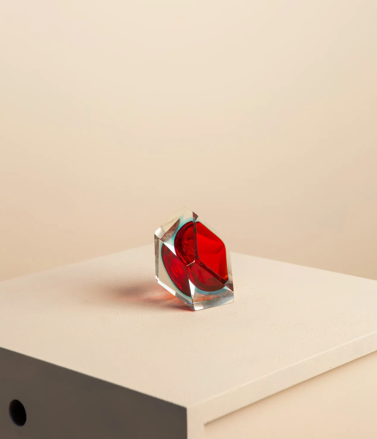 Red "Diamond" pocket trays in murano glass by Flavio Poli for Seguso 60's