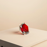 Red "Diamond" pocket trays in murano glass by Flavio Poli for Seguso 60's