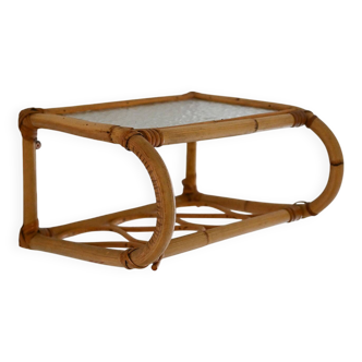Table de chevet murale scandinave en bambou et verre
