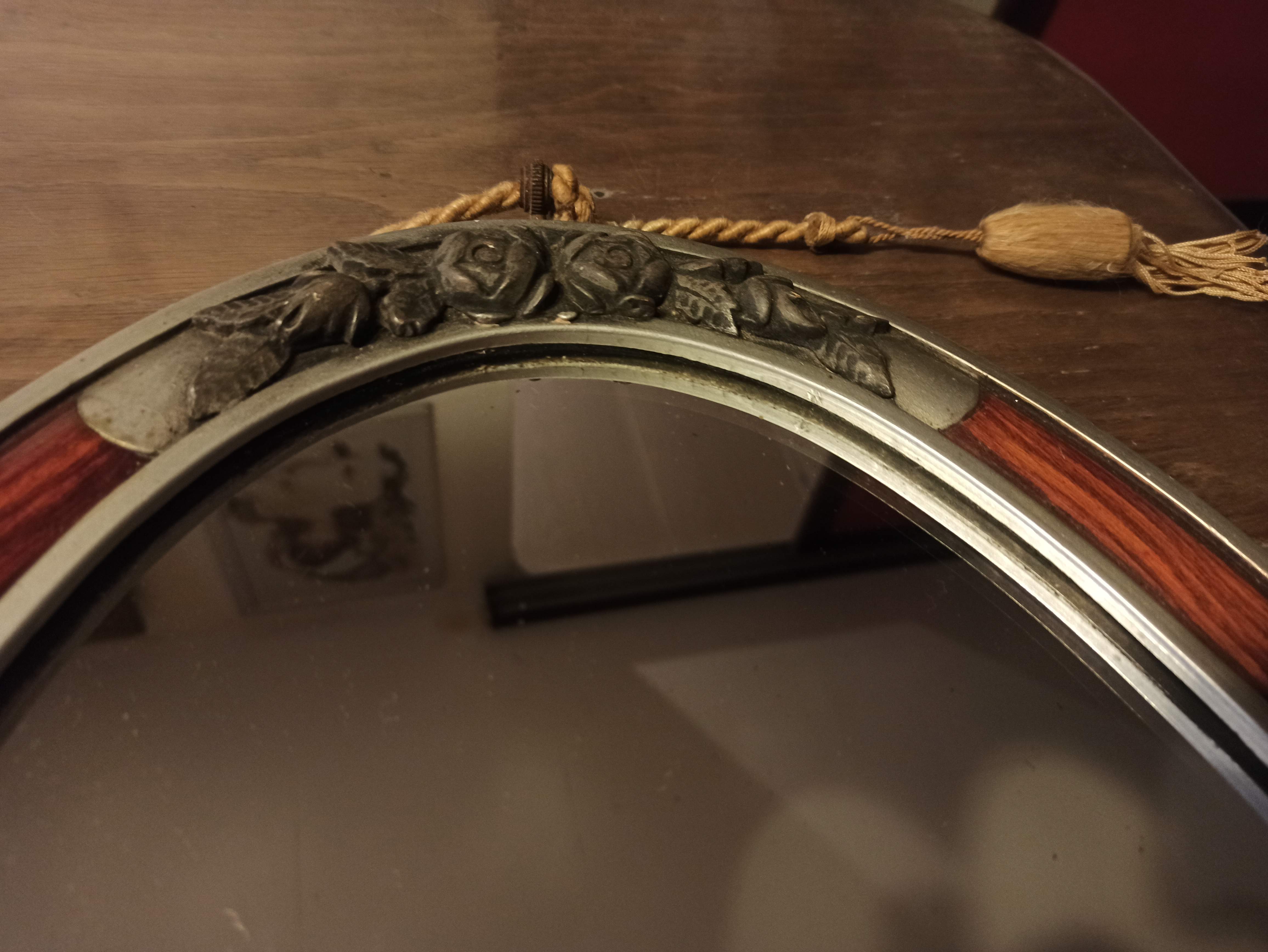 Miroir art déco argenté avec pompons 32x54cm