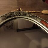 Silver Art Deco mirror with pompoms 32x54cm