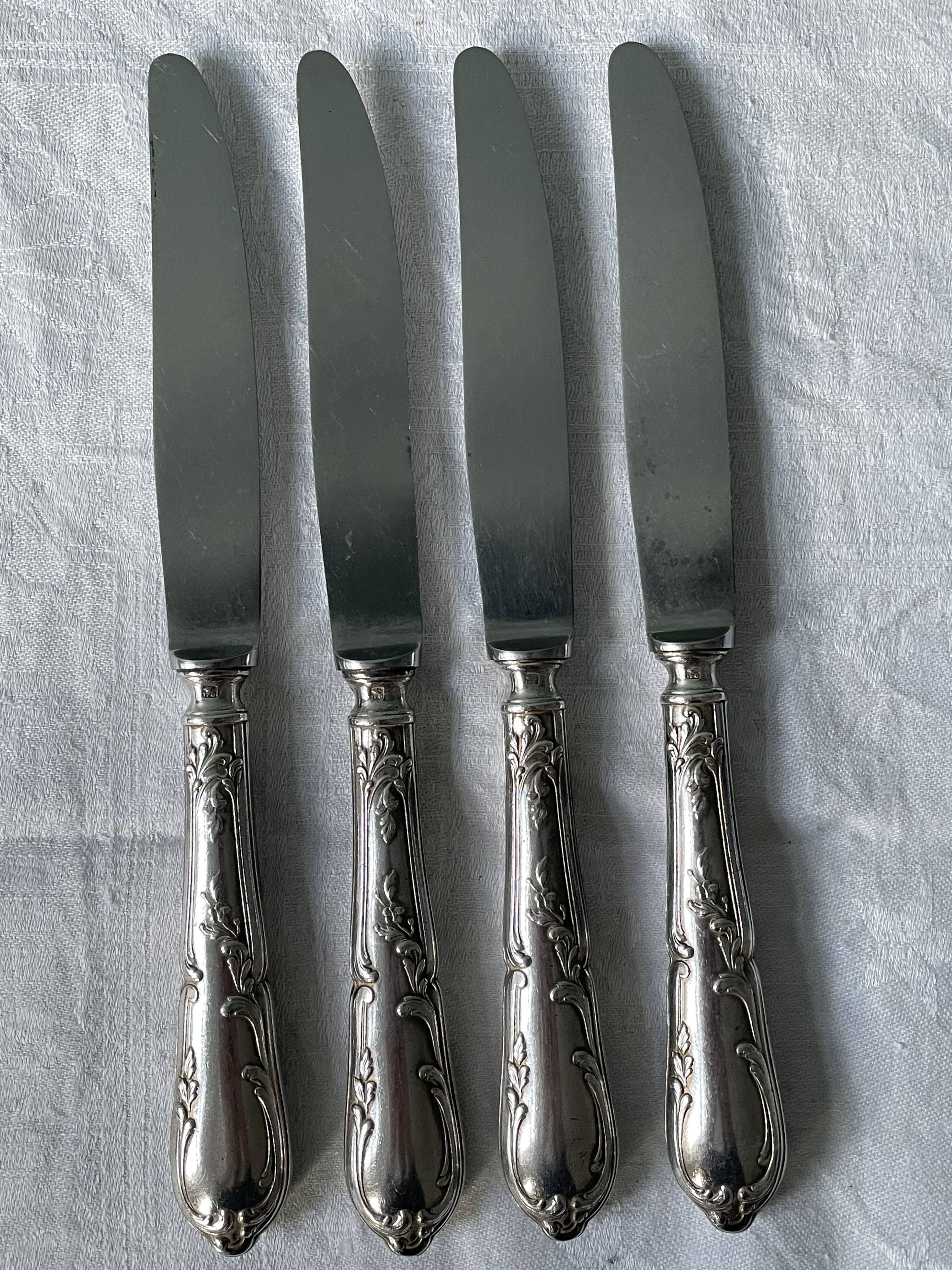 Set of 4 SFAM silver metal cheese knives