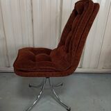 Set of 6 chrome velvet bucket chairs from the 70s