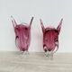 Paire de vases en verre de Murano rose, faits main, Italie des années 1970