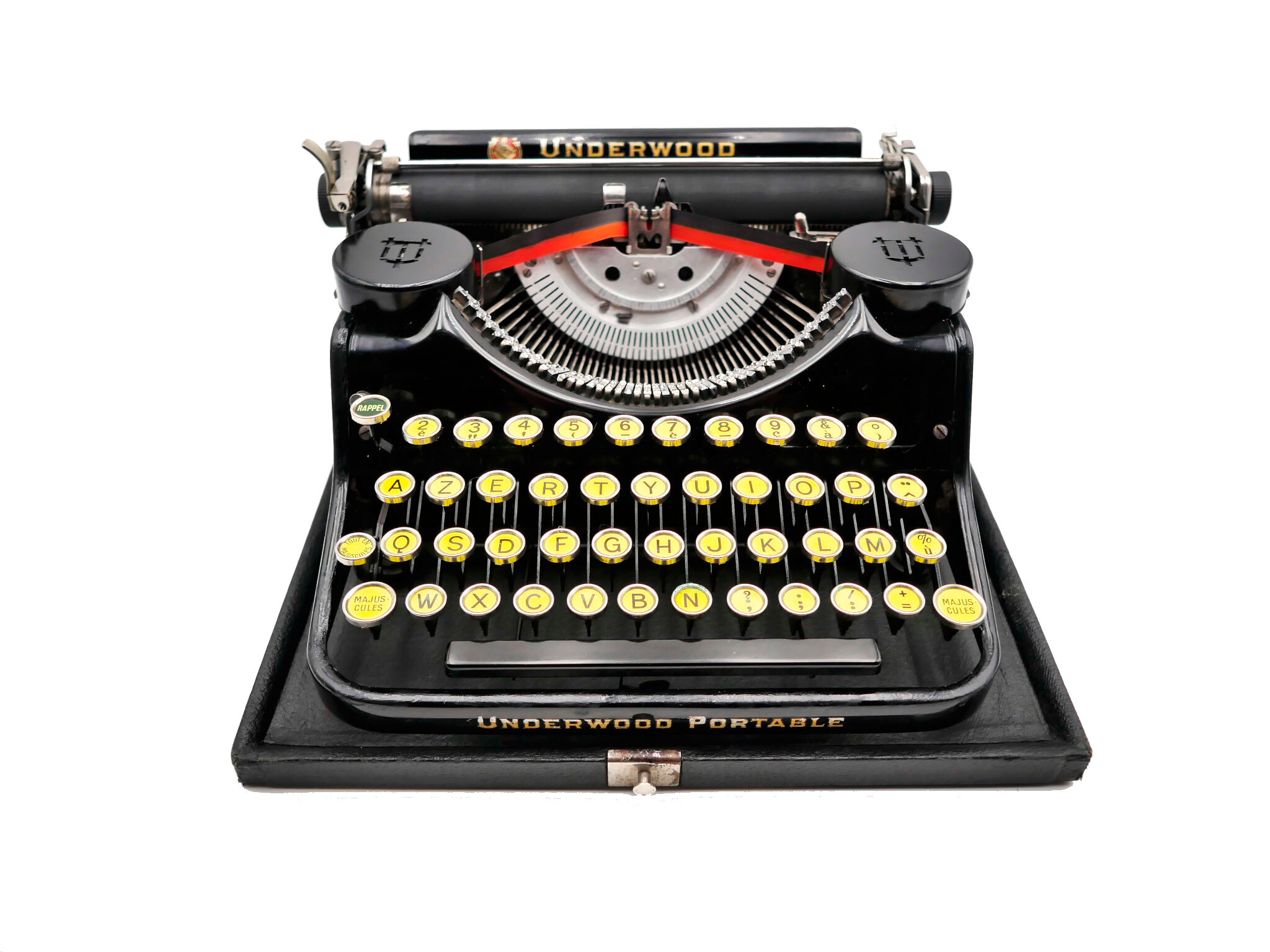 Underwood Portable 4 Bank Typewriter Revised New Black Ribbon 1930