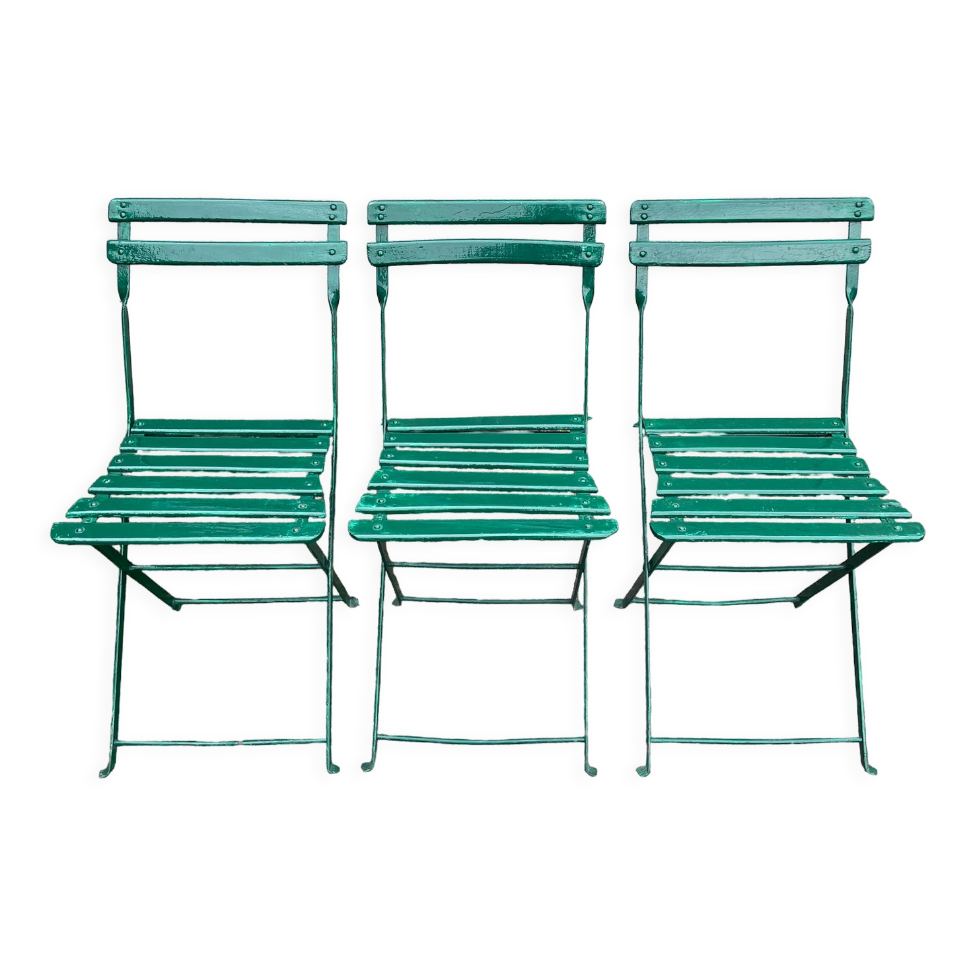 Set of 3 old folding garden chairs
