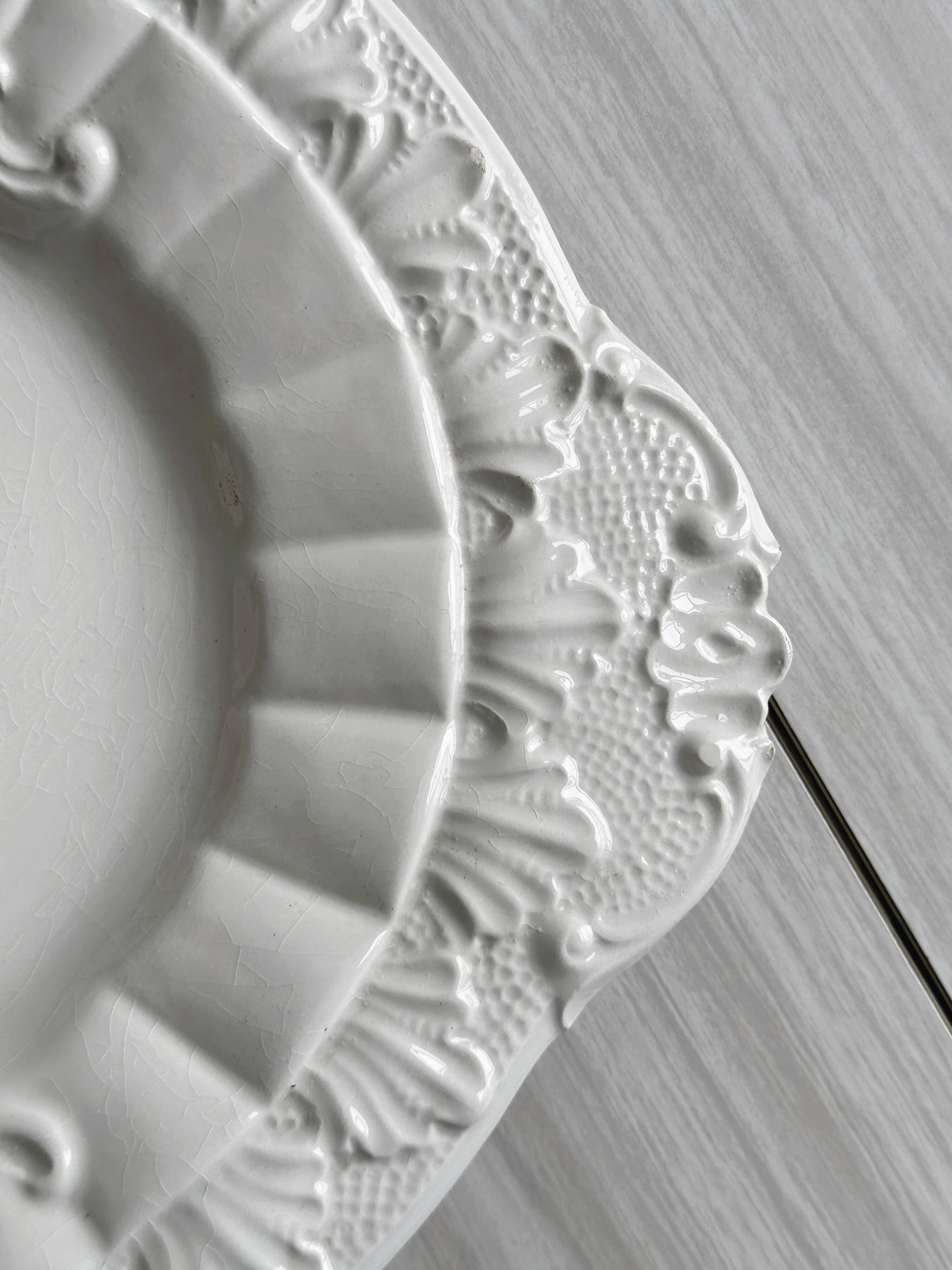 Antique white ceramic dish, made in Italy.