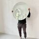 Vintage round concentric wall mirror, Italy, 1970s