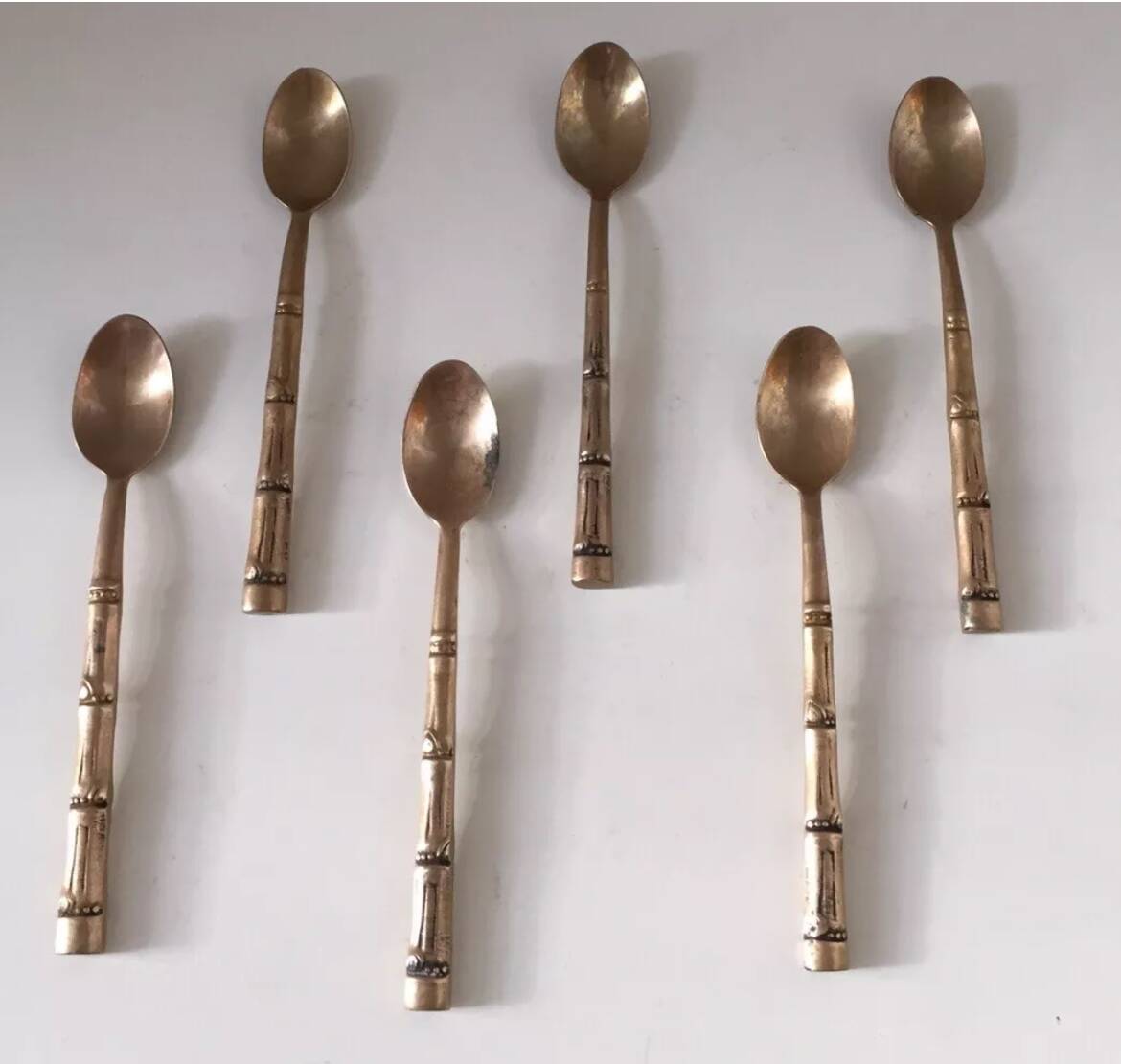 Set of 6 bamboo teaspoons, 1970