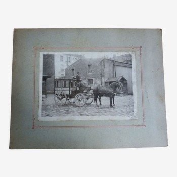 Photographie ancienne 1900 diligence cocher et chevaux, Chemins de fer de l'Etat