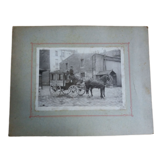 Old photograph 1900 stagecoach, coachman and horses, State Railways