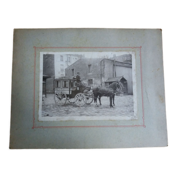 Photographie ancienne 1900 diligence cocher et chevaux, Chemins de fer de l'Etat