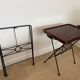 Pair of folding serving tables Grange in wood and wrought iron