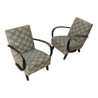 Pair of green H410 Type C armchairs Jindrich Halabala 1930