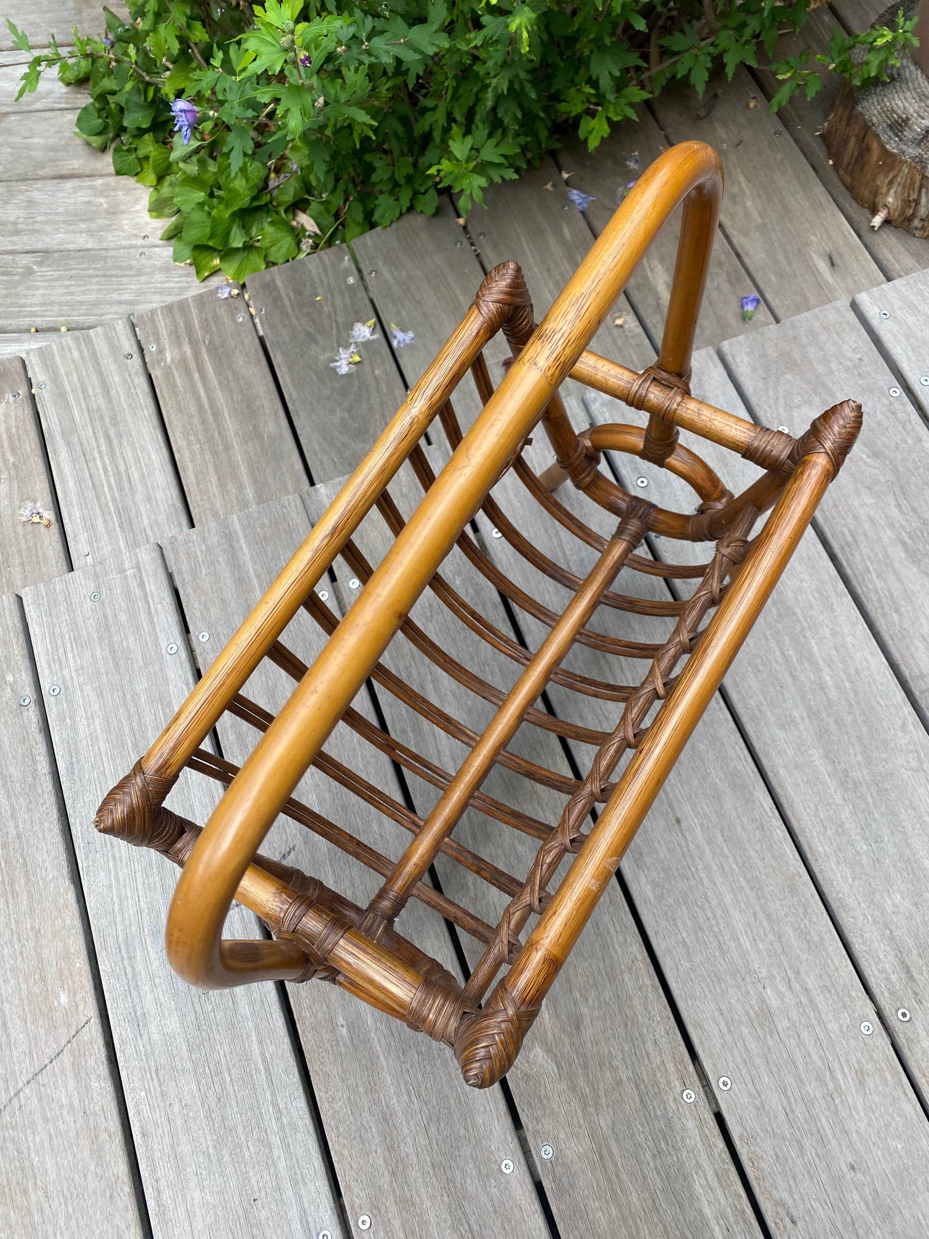 Rattan magazine holder