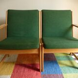 Set of 4 green Danish armchairs