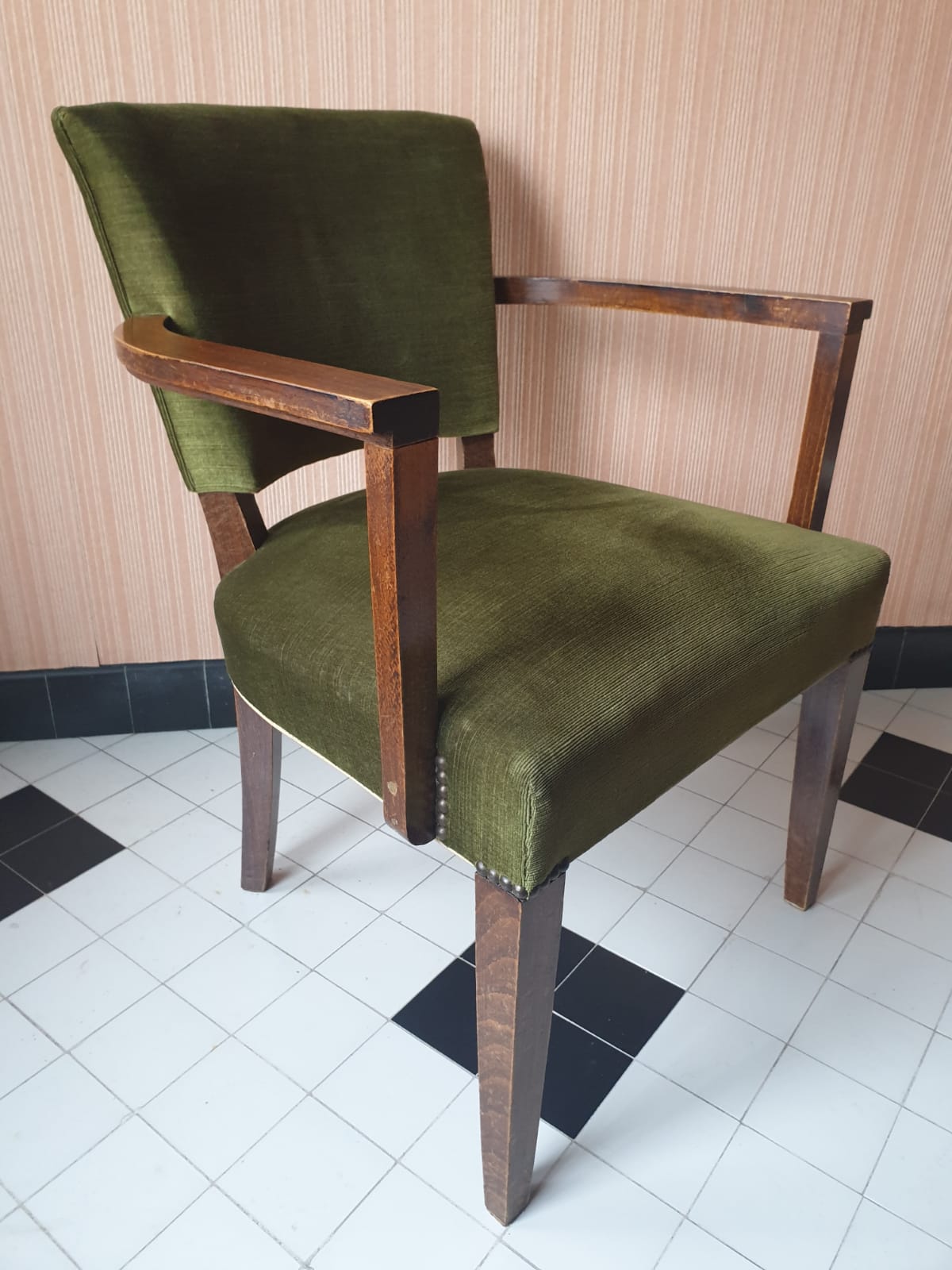 Pair of bridges in green velvet and dark wood