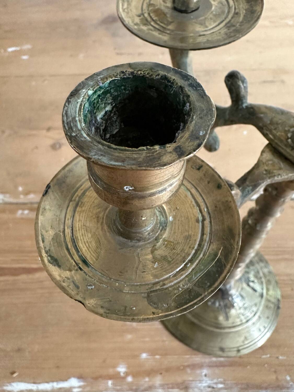 Five-branched brass candlestick
