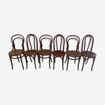 Suite de 6 chaises de bistrot Baumann et Konh 1900