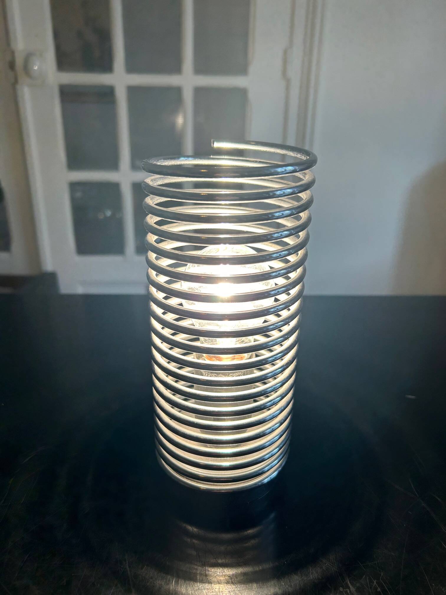 Chrome steel spring lamp