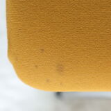 Pair of Eyrel 70s folding chairs in chrome metal and mustard fabric