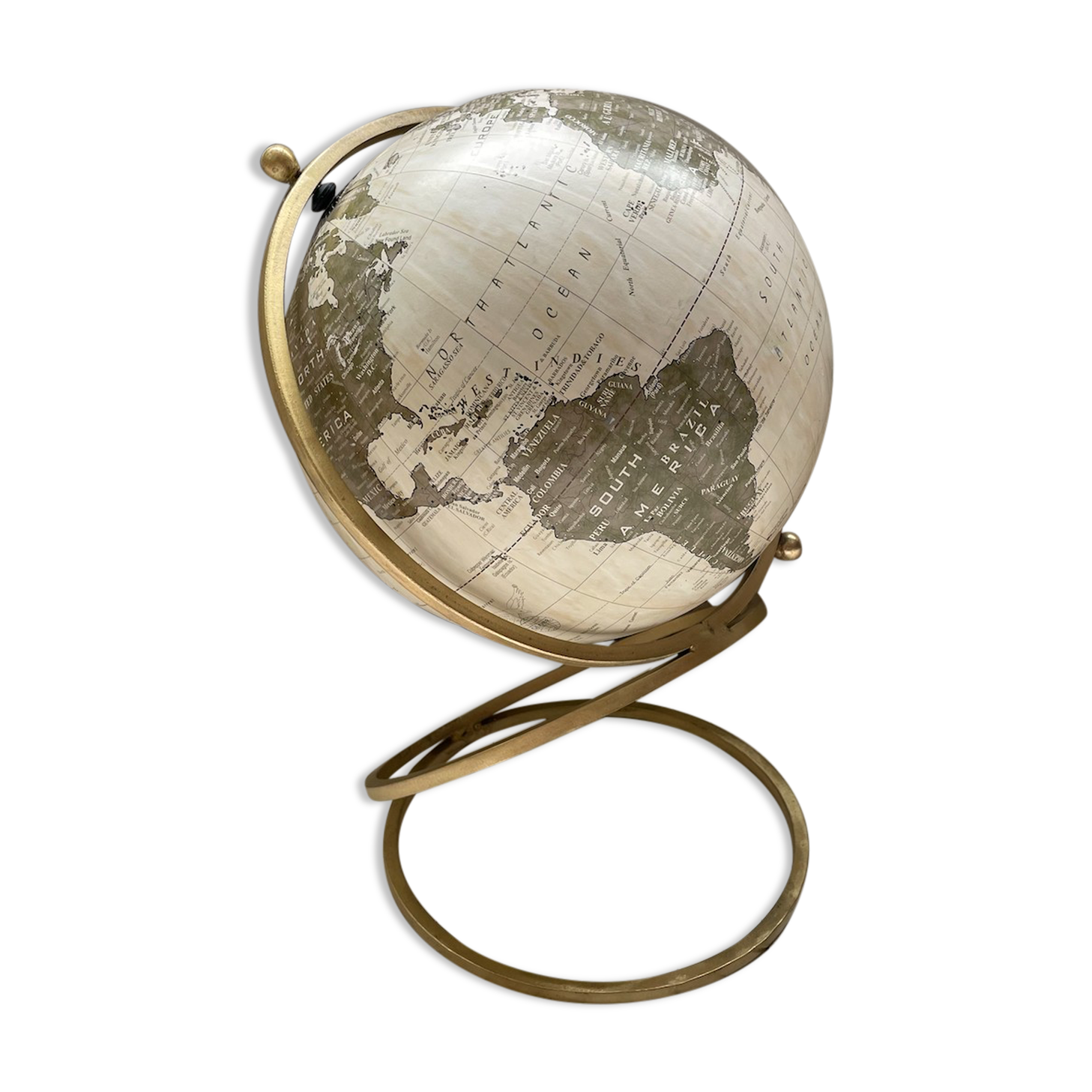 Globe earth 90s, brass spiral base