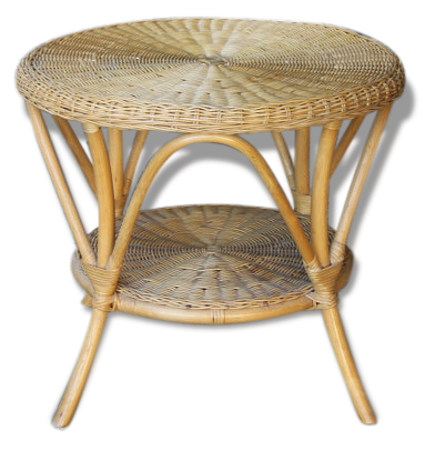 Table ronde basse guéridon rotin osier bambou paille Vintage / vintage